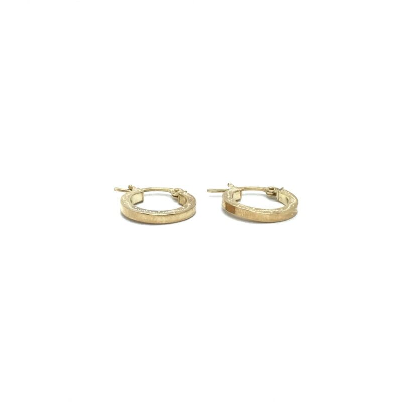 375 9ct Yellow Gold 13.5mm Patterned Square Edge Hinged Hoop Earrings - Lyncris Jewellers