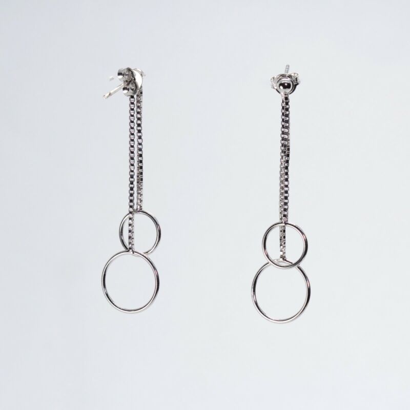 Sterling Silver Two-Way Circles Drop Stud Earrings LJ8417 - B & S Lyncris Jewellers
