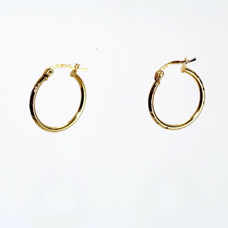 9ct Yellow Gold Patterned Hoop Earrings LJ9571