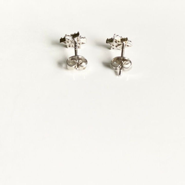 Sterling Silver CZ Star Of David Stud Earrings LJ9860