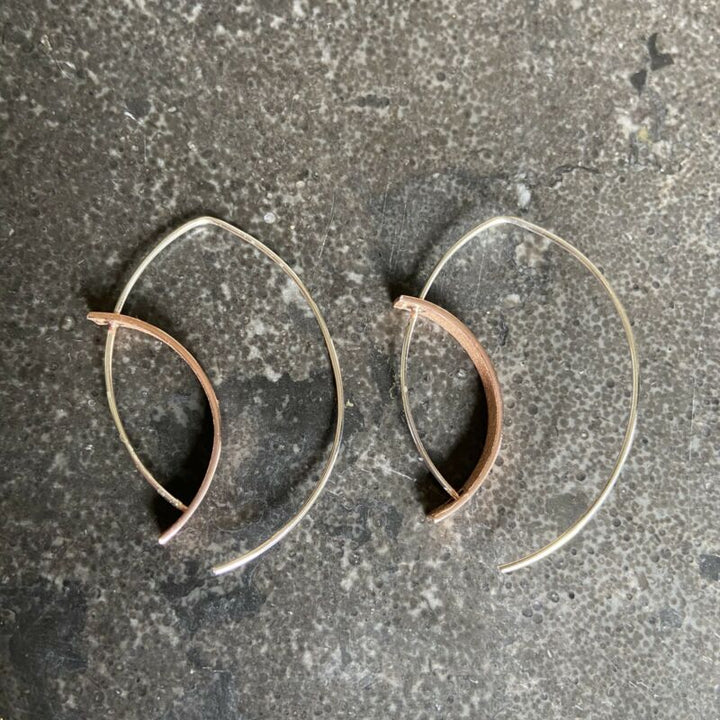 Sterling Silver Rose Gold Plated Convex Hook Earrings LJ10027