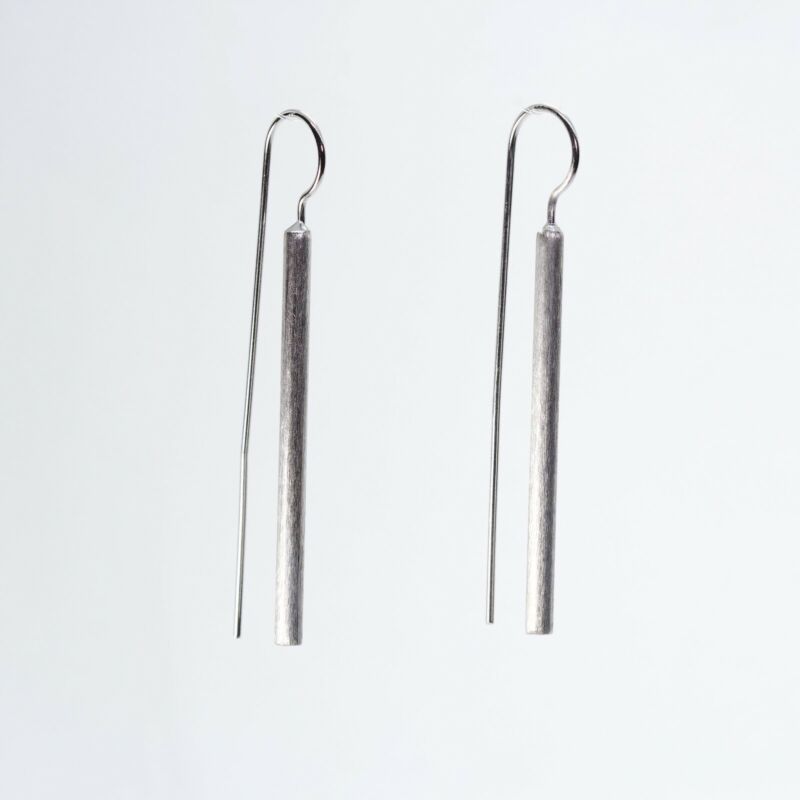 Sterling Silver Tubular Bar Drop Earrings LJ9528 - B & S Lyncris Jewellers