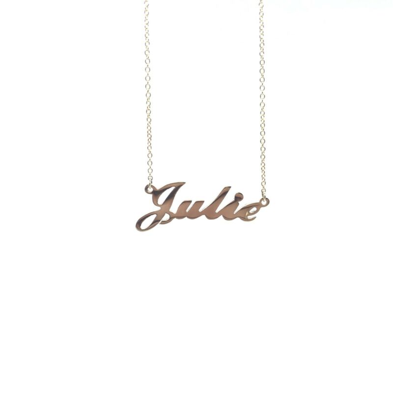 375 9ct Yellow Gold Solid Name Necklace ÃƒÂ¢Ã¢â€šÂ¬Ã‹Å“JULIEÃƒÂ¢Ã¢â€šÂ¬Ã¢â€žÂ¢ 45cm Cable Chain - Lyncris Jewellers