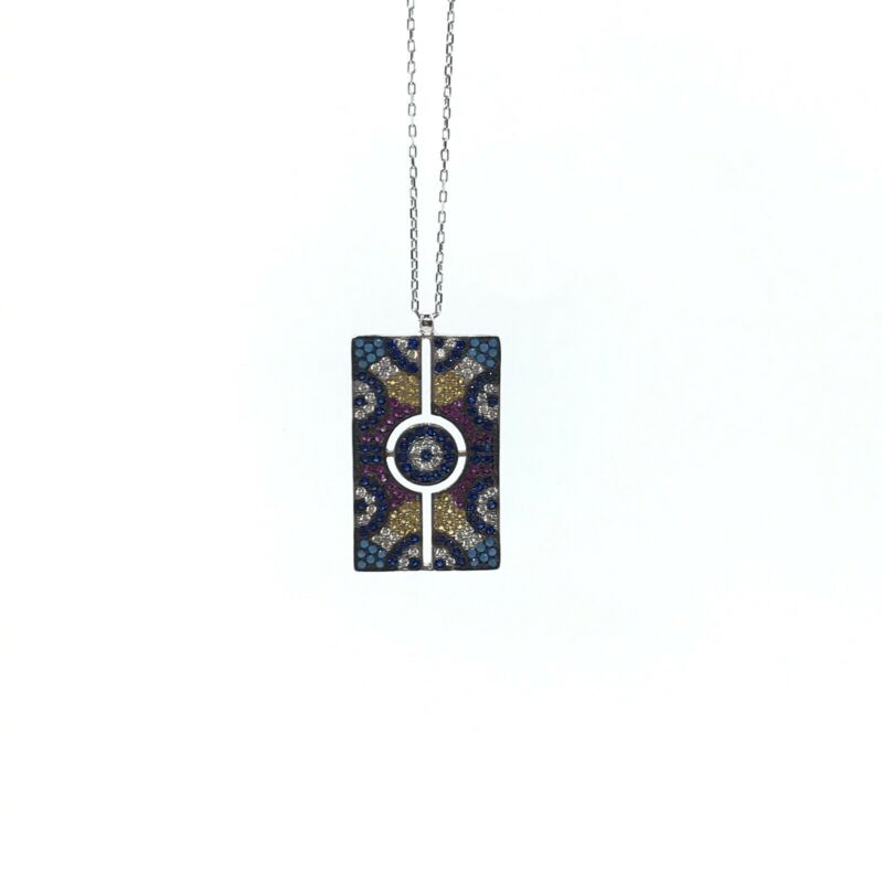 925 Sterling Silver Pave Set CZ Colourful Nazar Evil Eye Necklace - Lyncris Jewellers