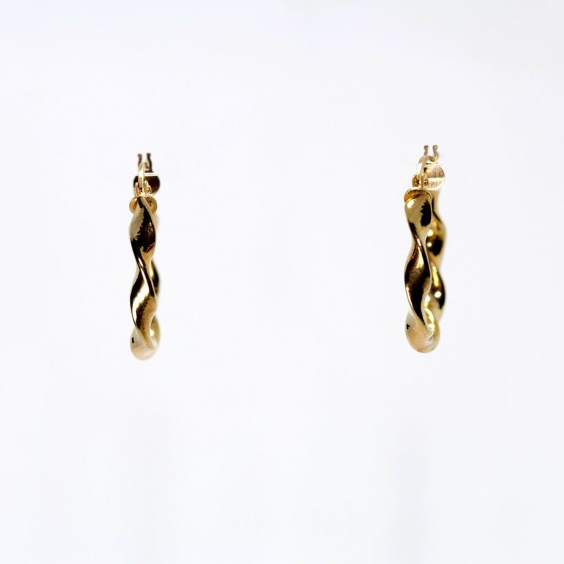 9ct Yellow Gold Twisted Hoop Earrings LJ8519