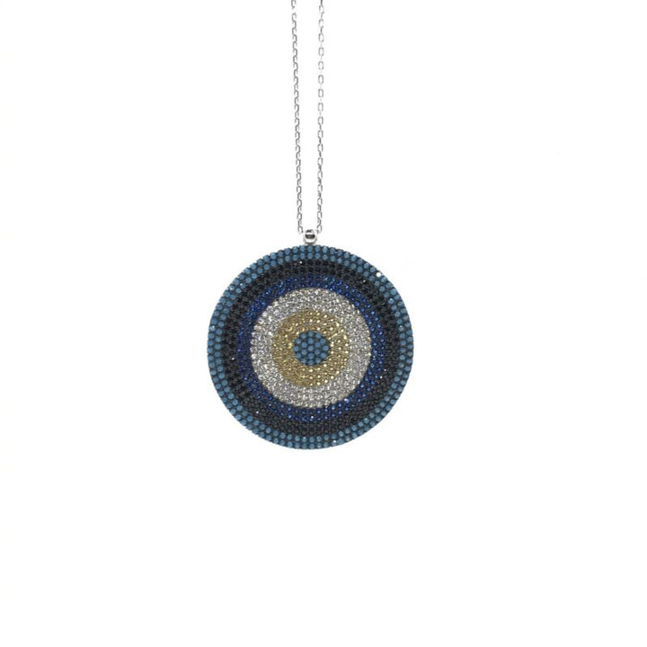 925 Sterling Silver Pave Set Large Nazar Evil Eye Necklace - Lyncris Jewellers