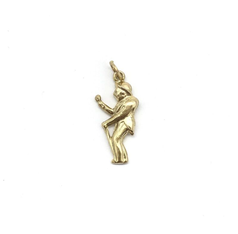 375 9ct Yellow Gold Lawn Bowling Old Man With Walking Stick - Lyncris Jewellers