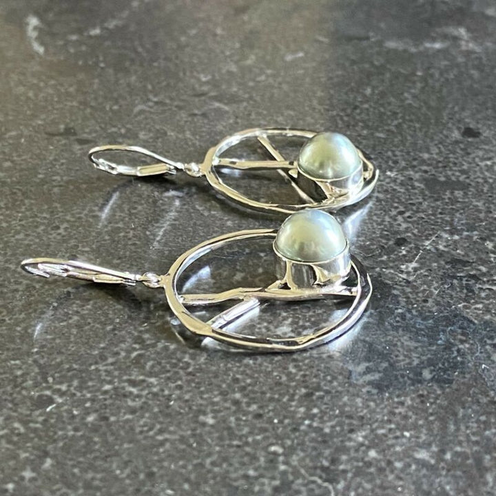 Silver Freshwater Grey Pearl Drop Earrings LJ5525