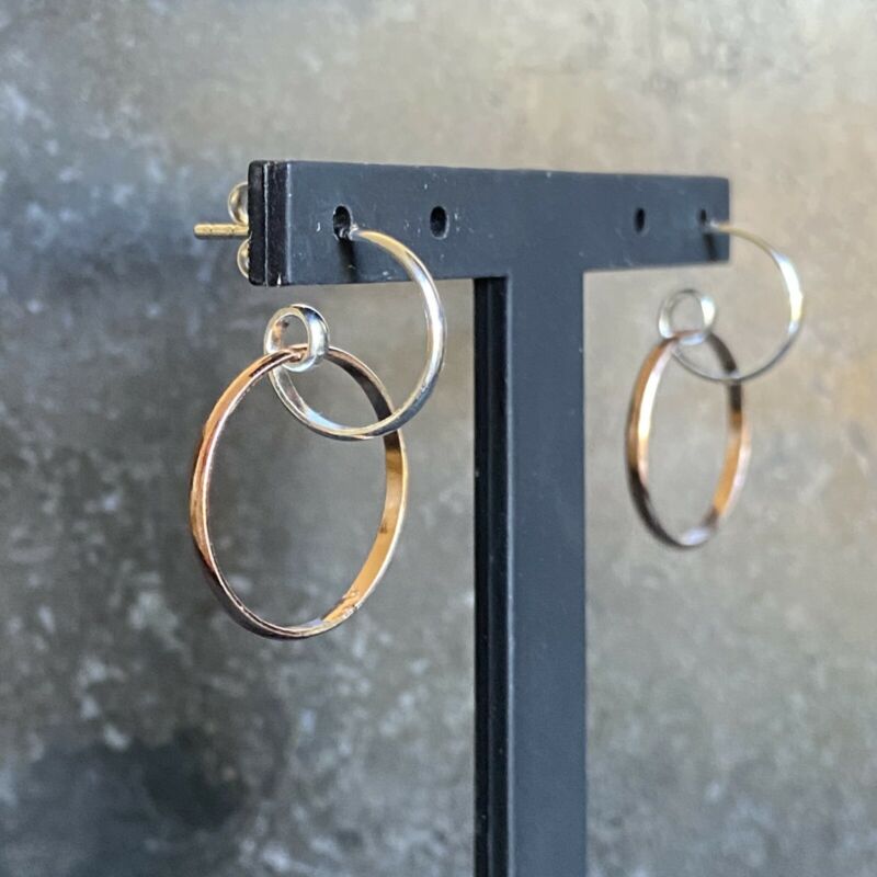 Sterling Silver Rose Gold Two-Tone Circles Stud Earrings LJ8826 - B & S Lyncris Jewellers