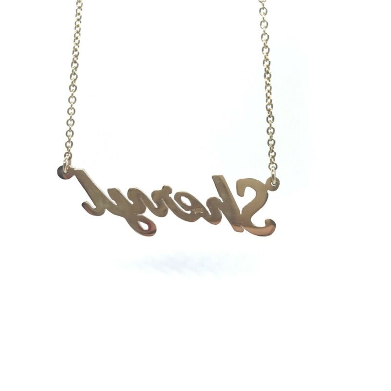 375 9ct Yellow Gold Solid Name Necklace â€™SHERYLâ€™ 45cm Cable Chain - Lyncris Jewellers