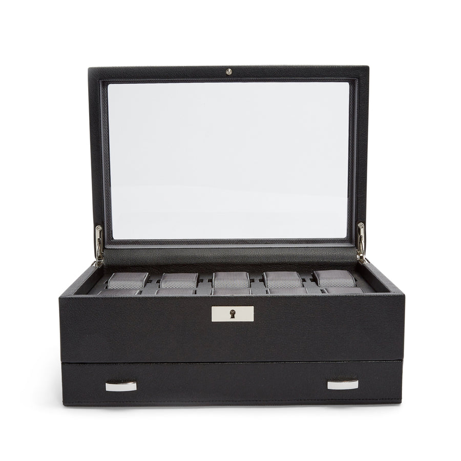 Wolf Viceroy 10 Pc Watch Box W/ Drawer Blk(V) | The Jewellery Boutique Australia