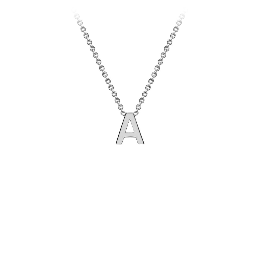 9K White Gold 'A' Initial Adjustable Necklace 38cm/43cm | The Jewellery Boutique Australia