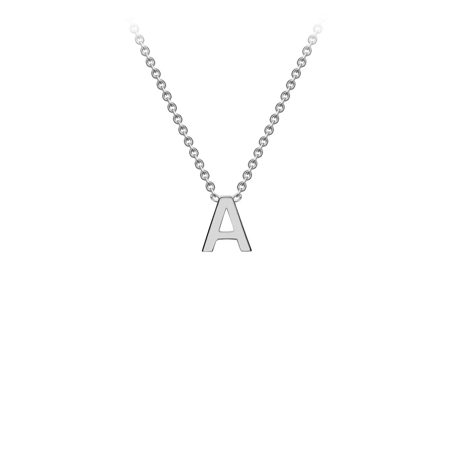 9K White Gold 'A' Initial Adjustable Necklace 38cm/43cm | The Jewellery Boutique Australia
