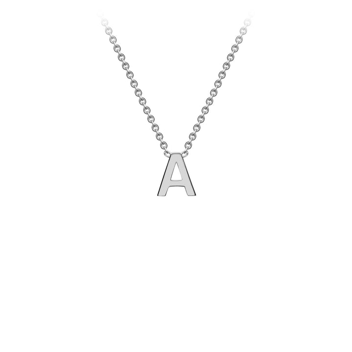 9K White Gold 'A' Initial Adjustable Necklace 38cm/43cm | The Jewellery Boutique Australia