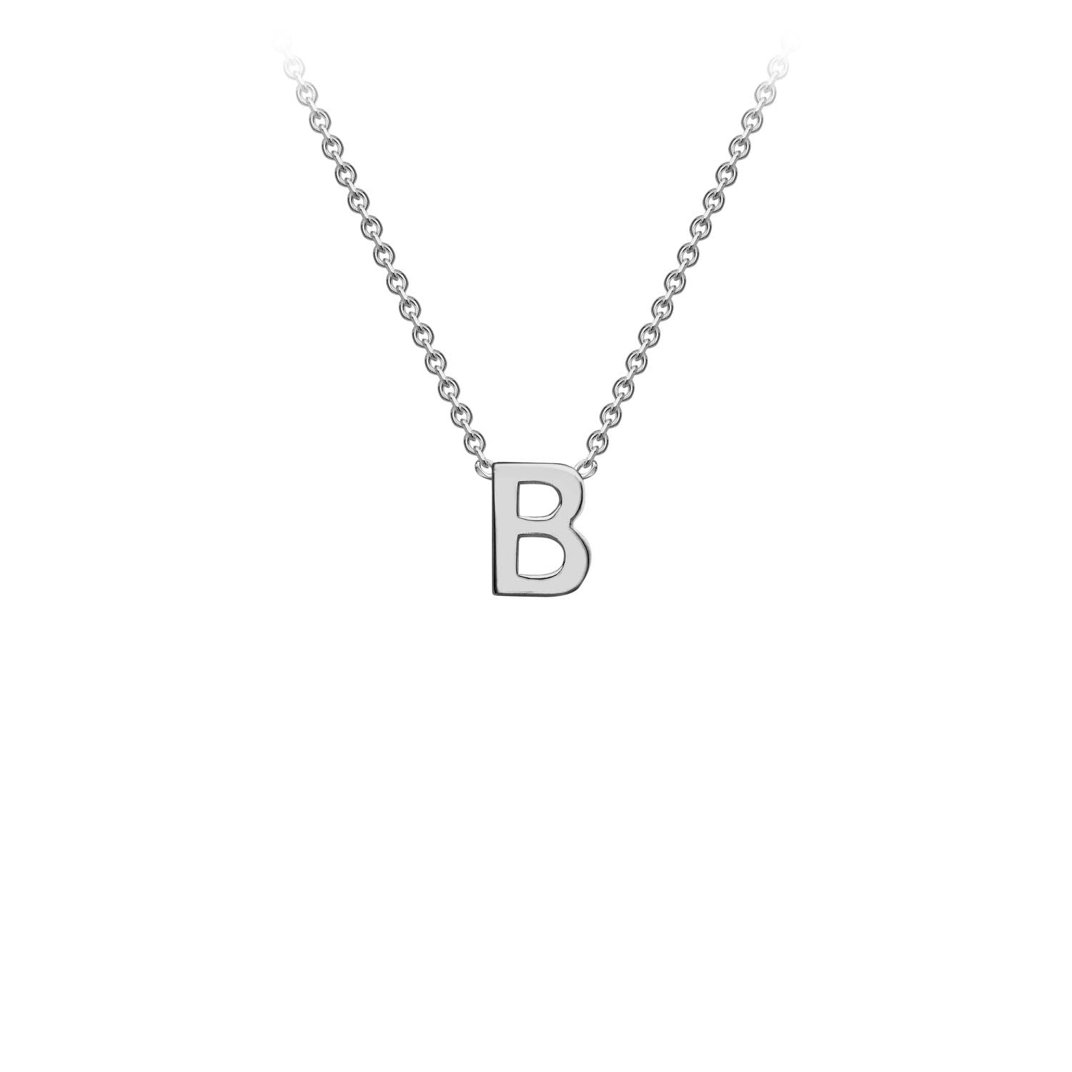 9K White Gold 'B' Initial Adjustable Necklace 38cm/43cm | The Jewellery Boutique Australia