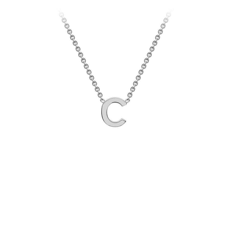 9K White Gold 'C' Initial Adjustable Necklace 38cm/43cm | The Jewellery Boutique Australia