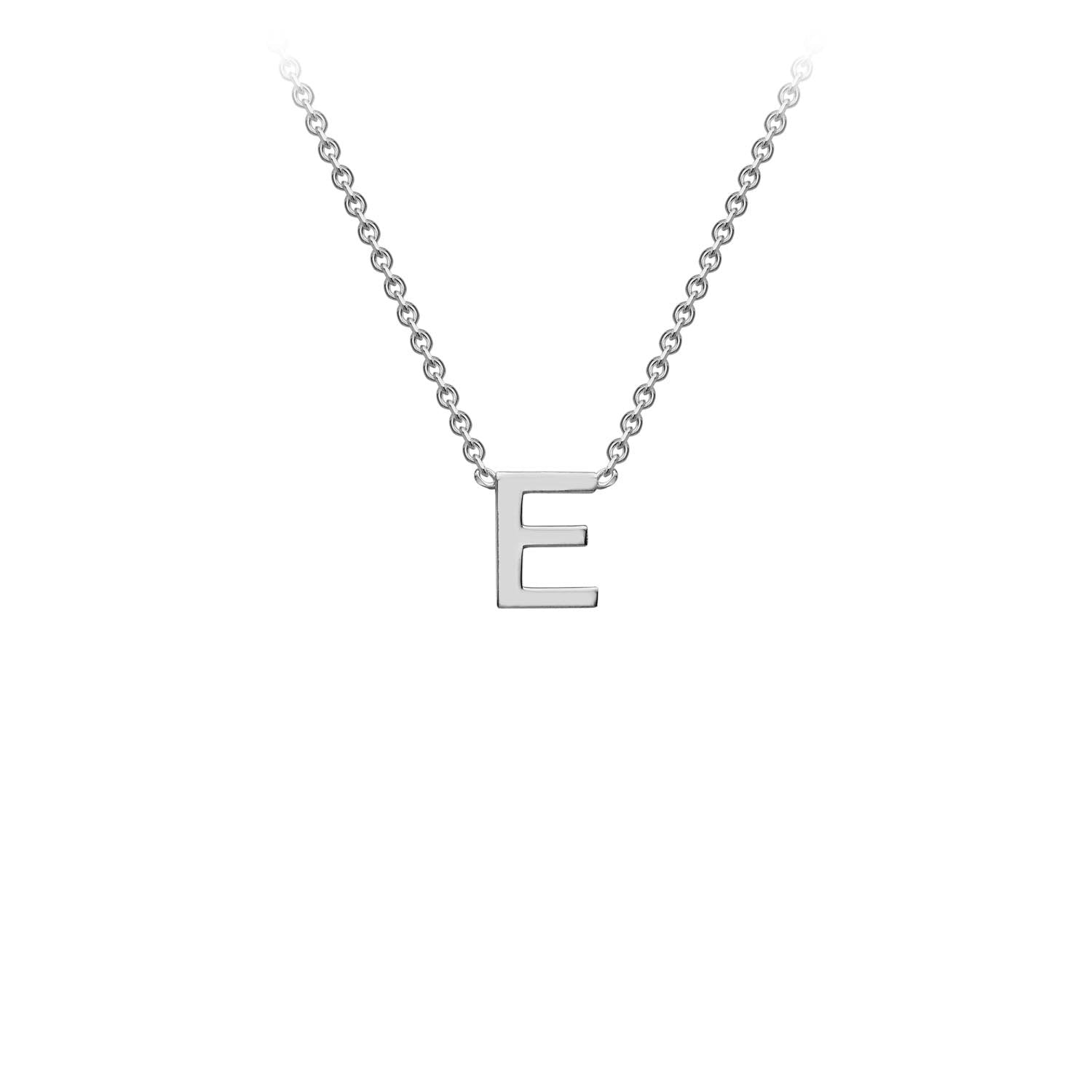 9K White Gold 'E' Initial Adjustable Necklace 38cm/43cm | The Jewellery Boutique Australia