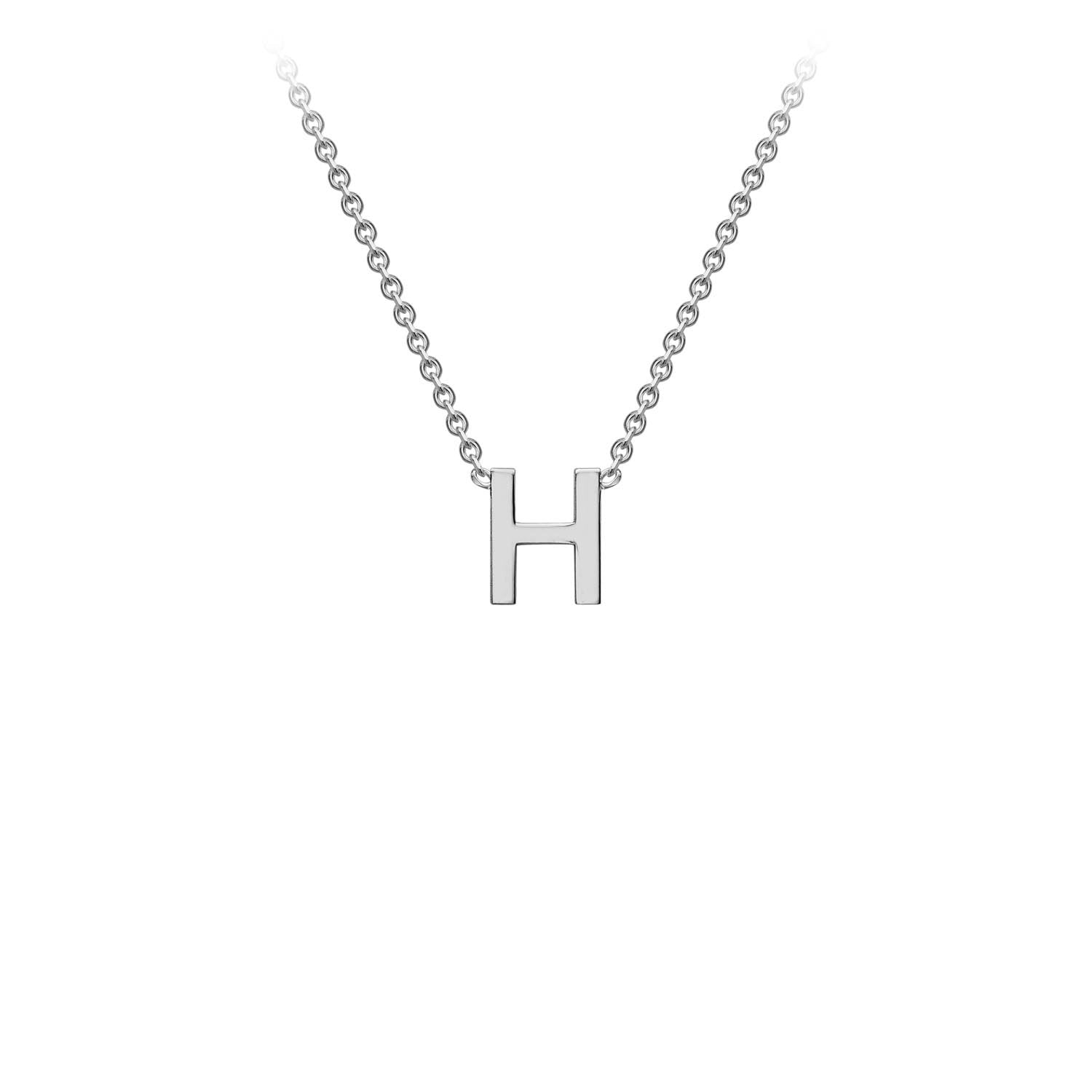 9K White Gold 'H' Initial Adjustable Necklace 38cm/43cm | The Jewellery Boutique Australia