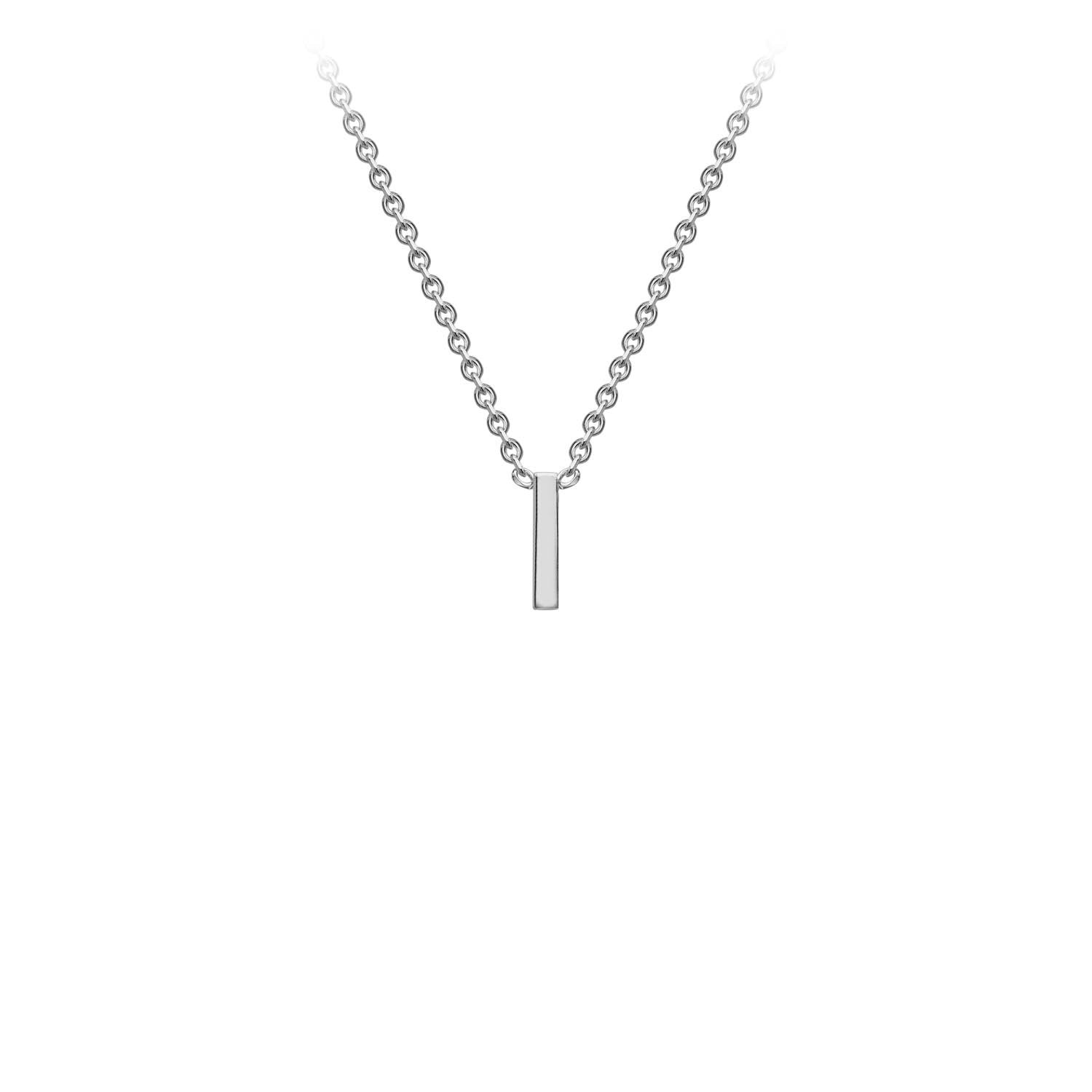 9K White Gold 'I' Initial Adjustable Necklace 38cm/43cm | The Jewellery Boutique Australia