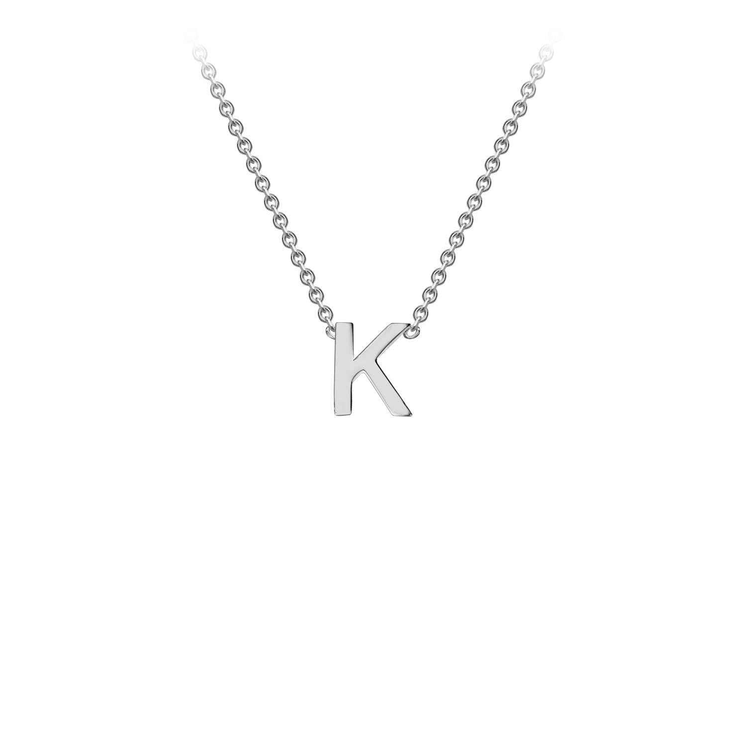 9K White Gold 'K' Initial Adjustable Necklace 38cm/43cm | The Jewellery Boutique Australia