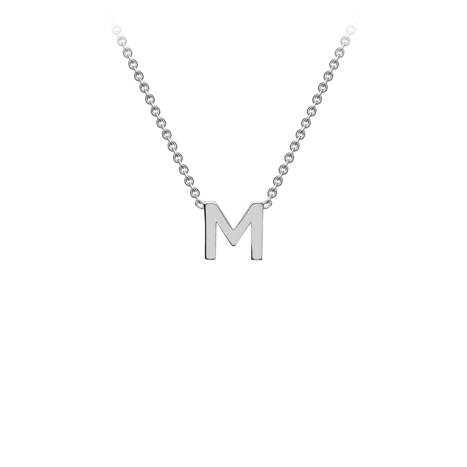 9K White Gold 'M' Initial Adjustable Necklace 38cm/43cm | The Jewellery Boutique Australia