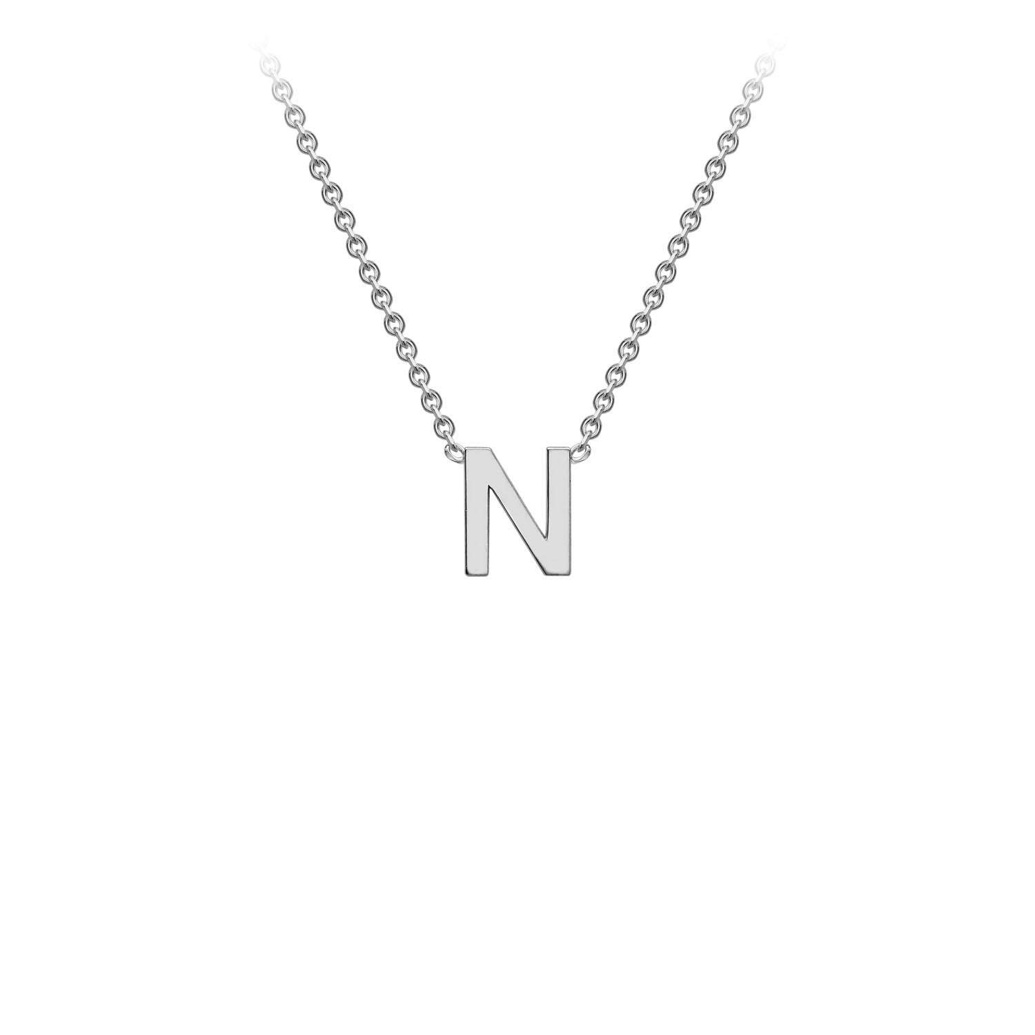9K White Gold 'N' Initial Adjustable Necklace 38cm/43cm | The Jewellery Boutique Australia