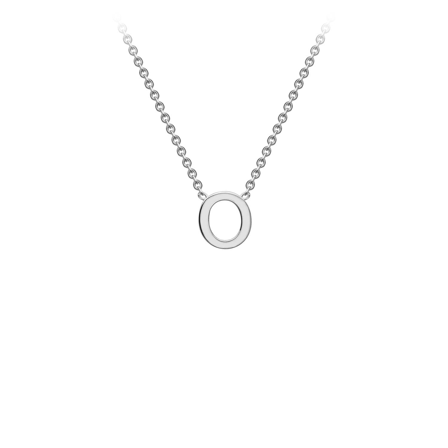 9K White Gold 'O' Initial Adjustable Necklace 38cm/43cm | The Jewellery Boutique Australia