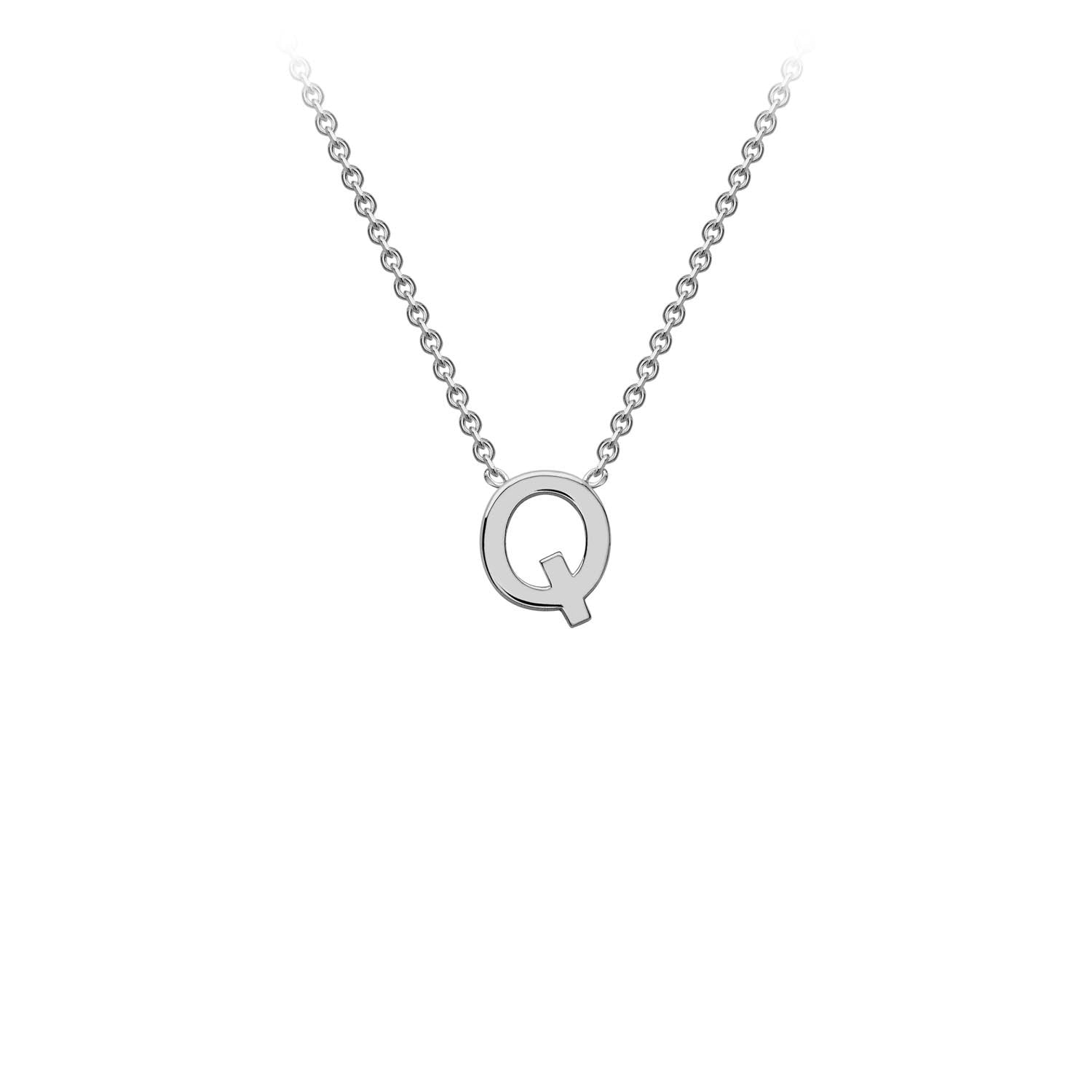 9K White Gold 'Q' Initial Adjustable Necklace 38cm/43cm | The Jewellery Boutique Australia