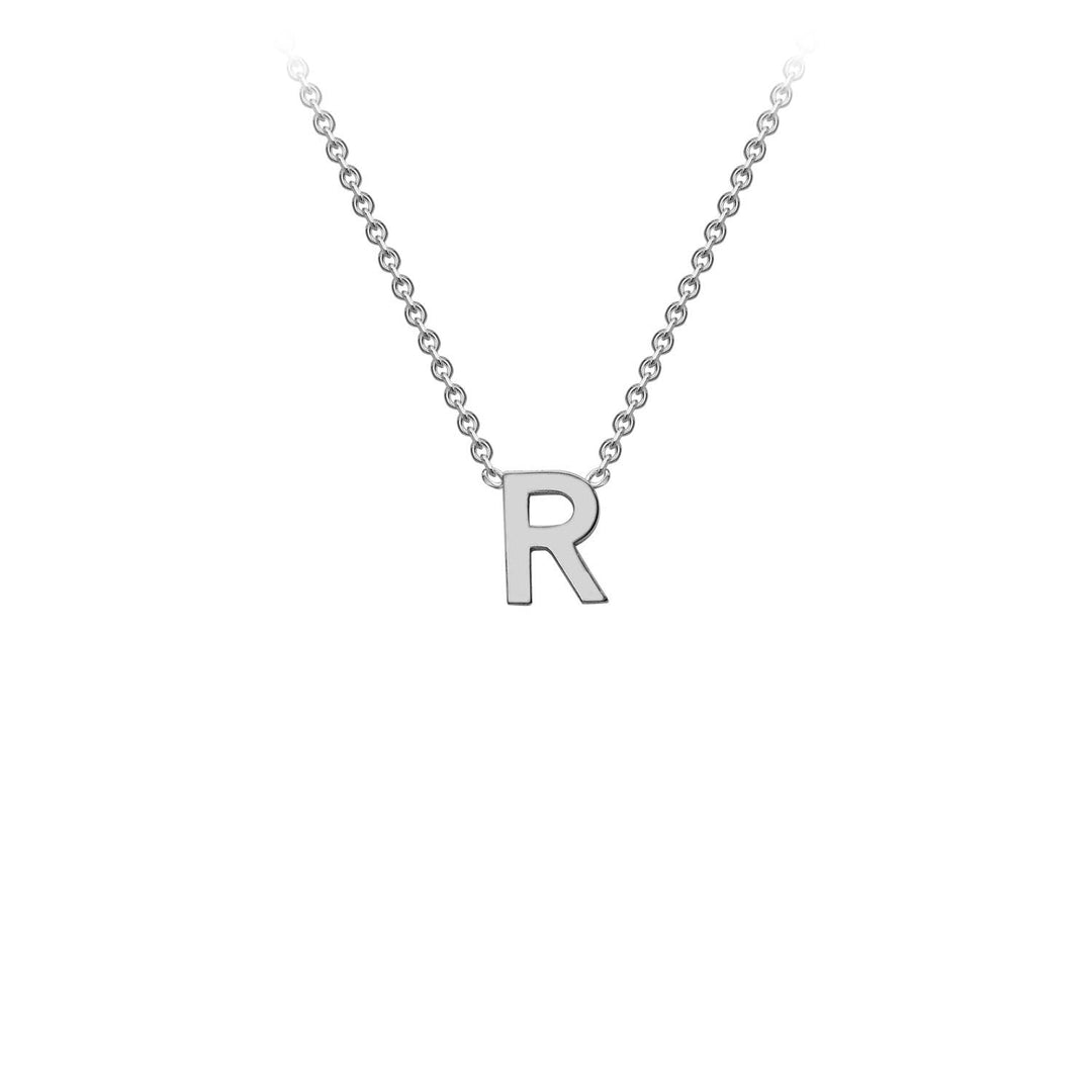 9K White Gold 'R' Initial Adjustable Necklace 38cm/43cm | The Jewellery Boutique Australia