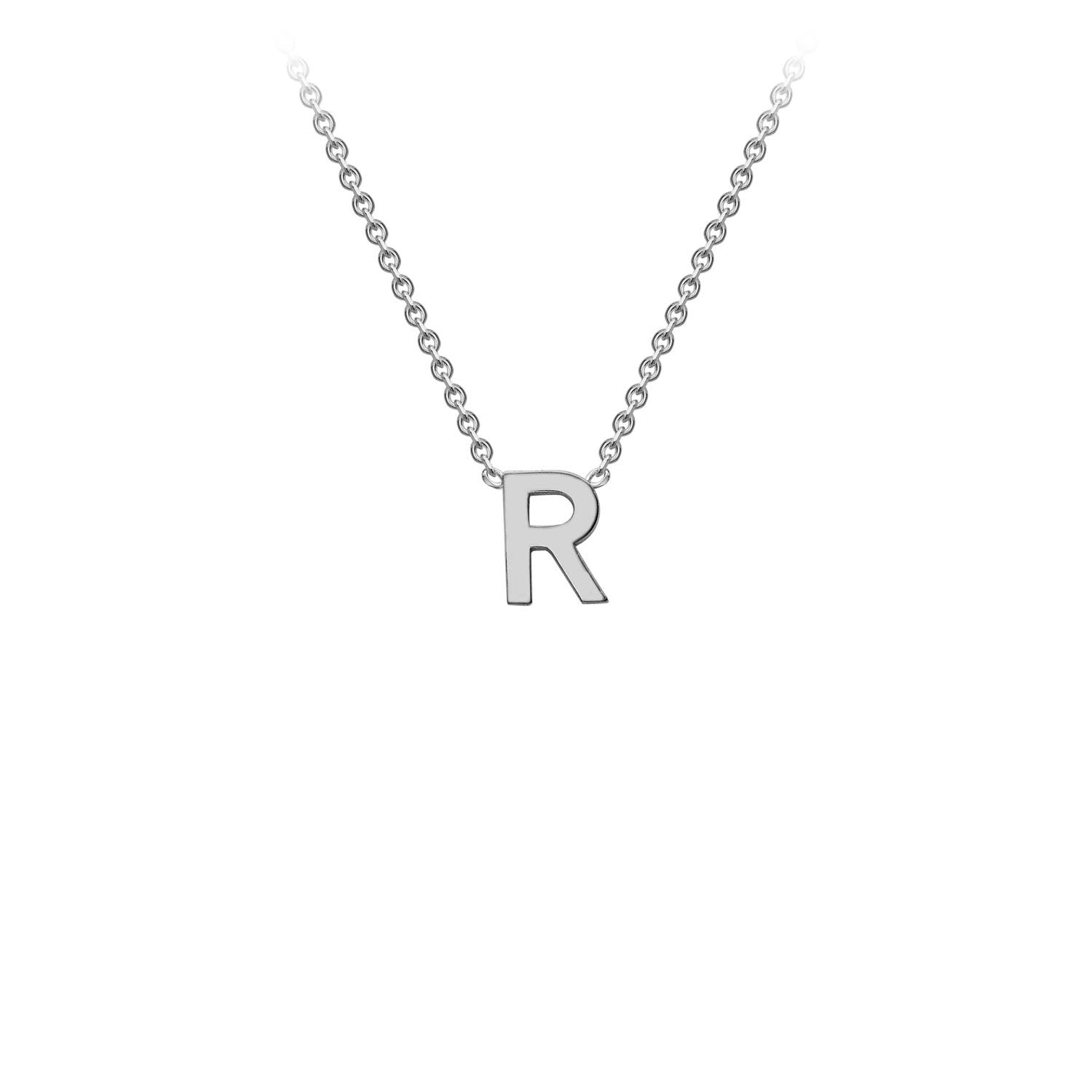9K White Gold 'R' Initial Adjustable Necklace 38cm/43cm | The Jewellery Boutique Australia