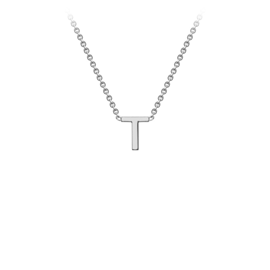 9K White Gold 'T' Initial Adjustable Necklace 38cm/43cm | The Jewellery Boutique Australia