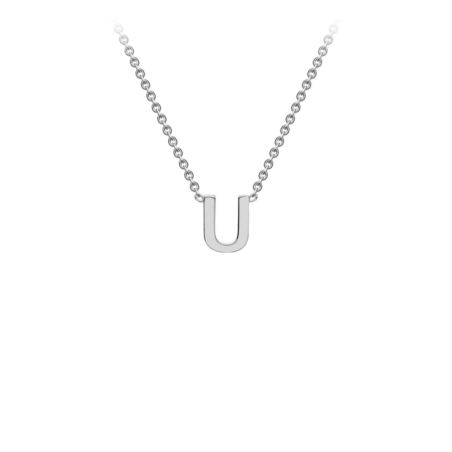 9K White Gold 'U' Initial Adjustable Necklace 38cm/43cm | The Jewellery Boutique Australia