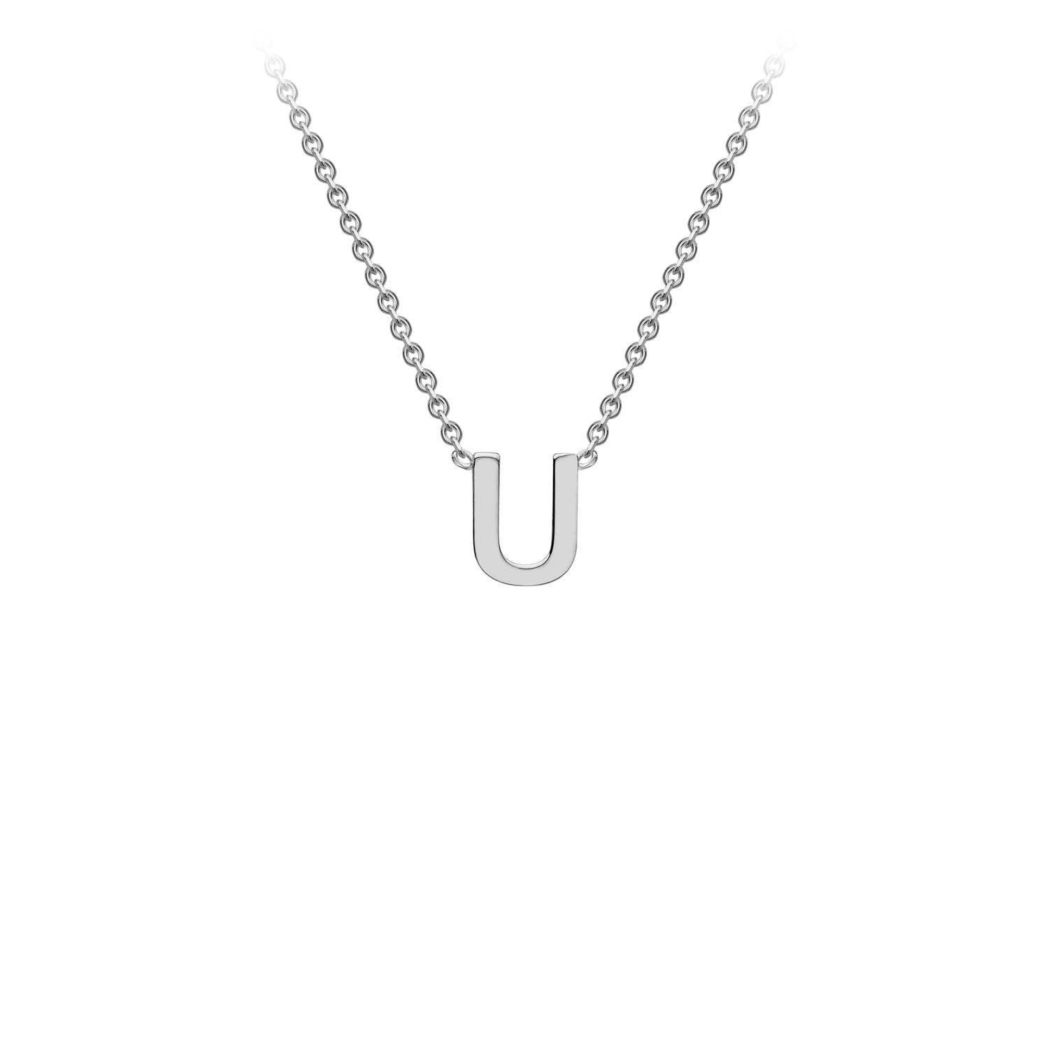 9K White Gold 'U' Initial Adjustable Necklace 38cm/43cm | The Jewellery Boutique Australia