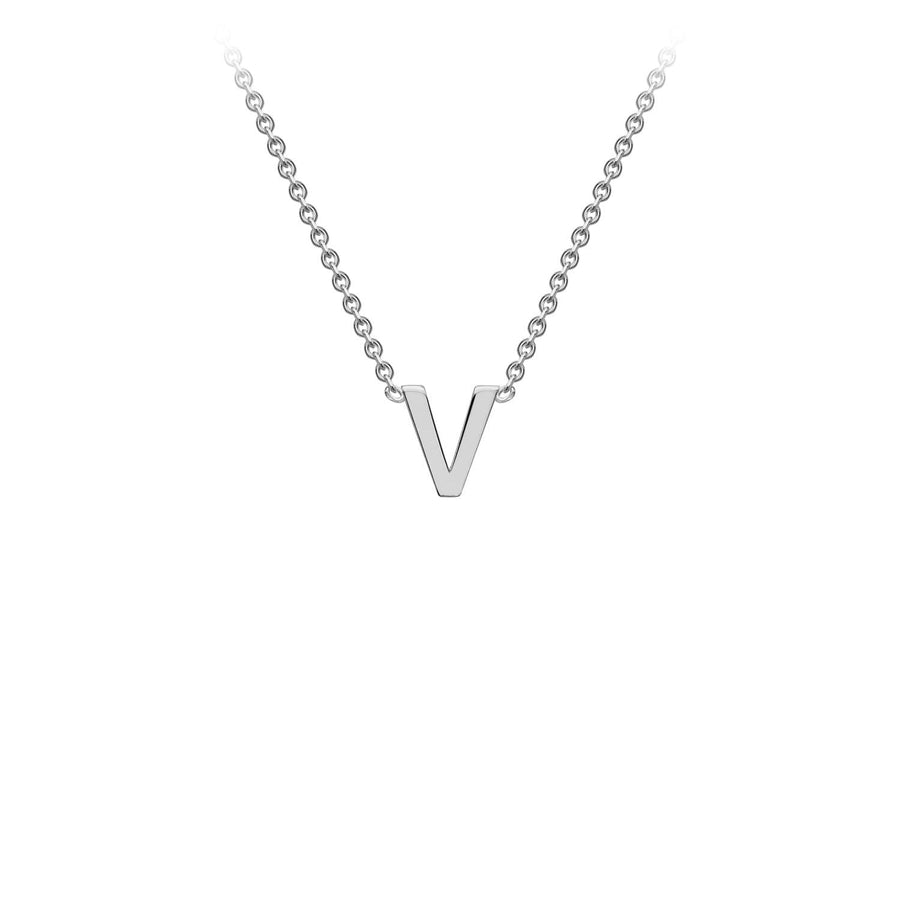9K White Gold 'V' Initial Adjustable Necklace 38cm/43cm | The Jewellery Boutique Australia