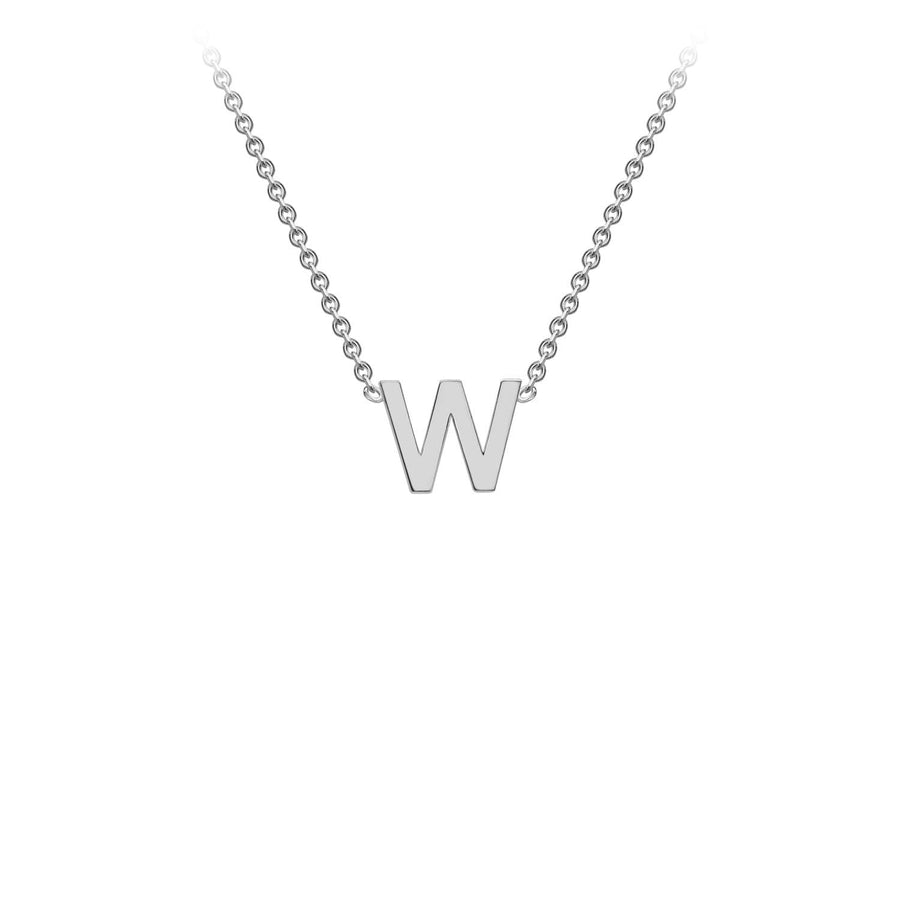 9K White Gold 'W' Initial Adjustable Necklace 38cm/43cm | The Jewellery Boutique Australia