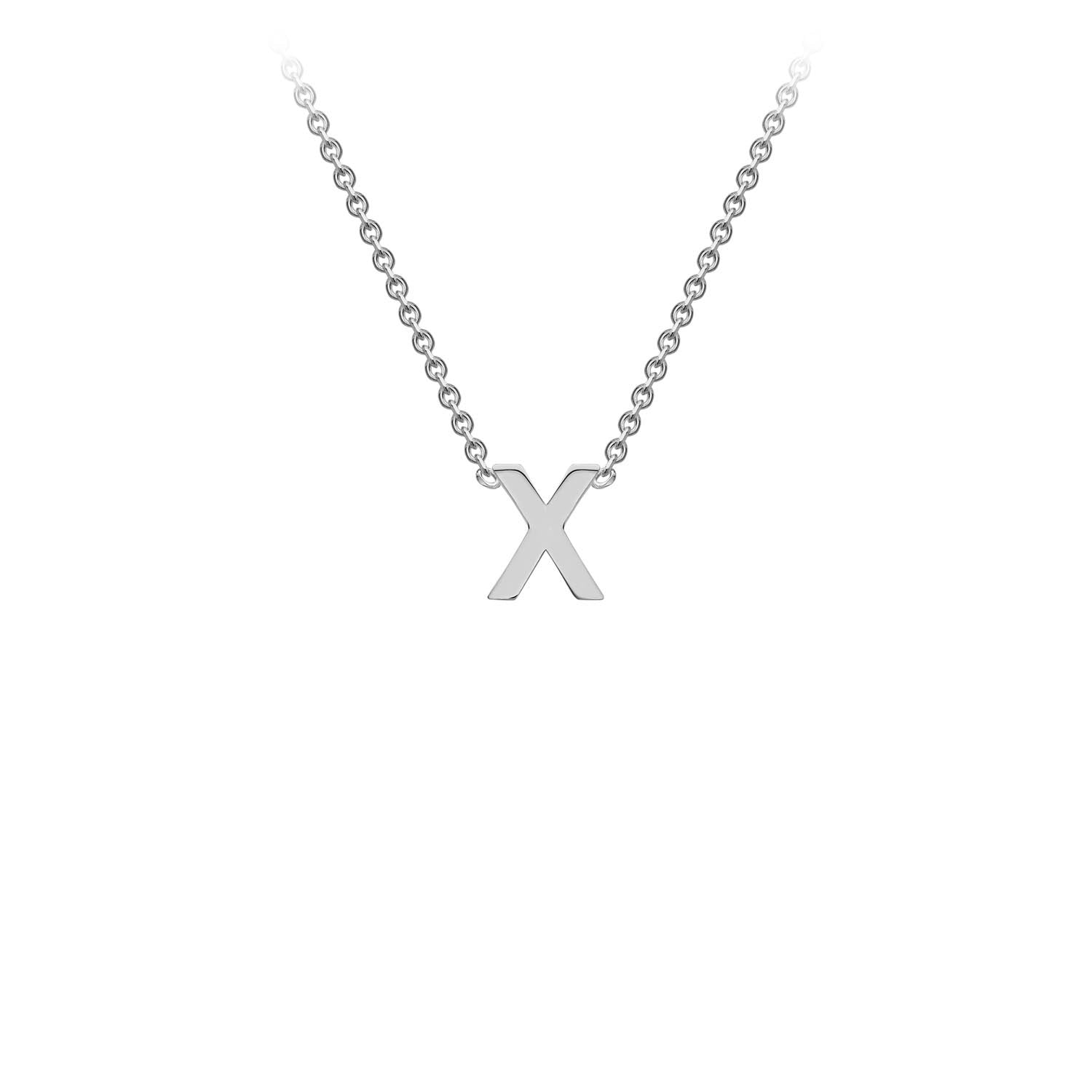 9K White Gold 'X' Initial Adjustable Necklace 38cm/43cm | The Jewellery Boutique Australia