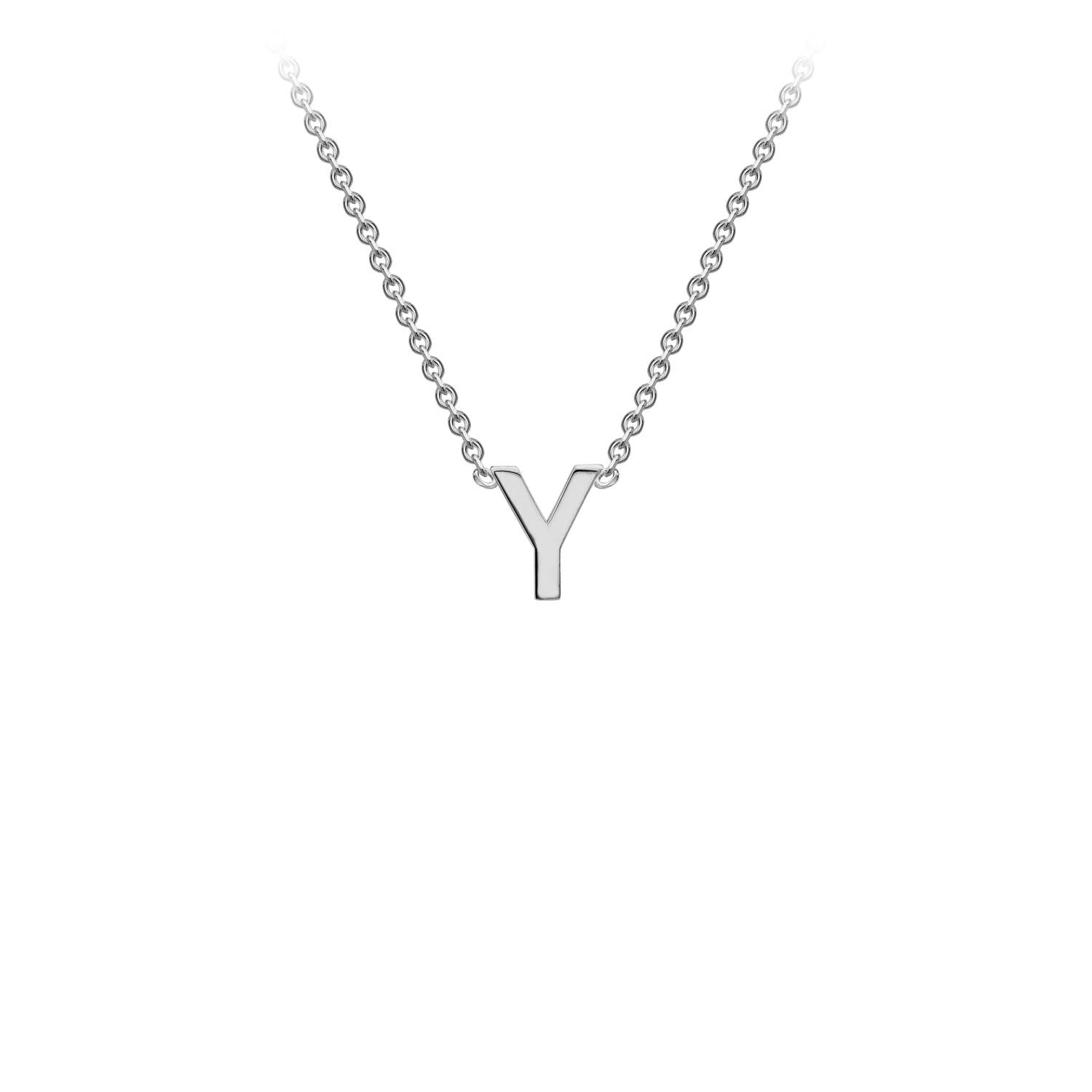 9K White Gold 'Y' Initial Adjustable Necklace 38cm/43cm | The Jewellery Boutique Australia