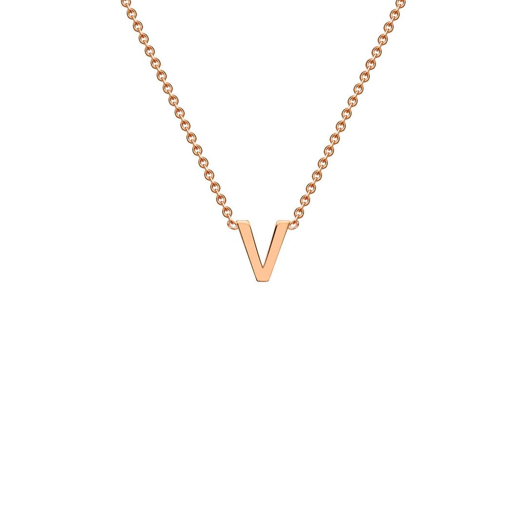 "V" Rose Gold Initial Necklace