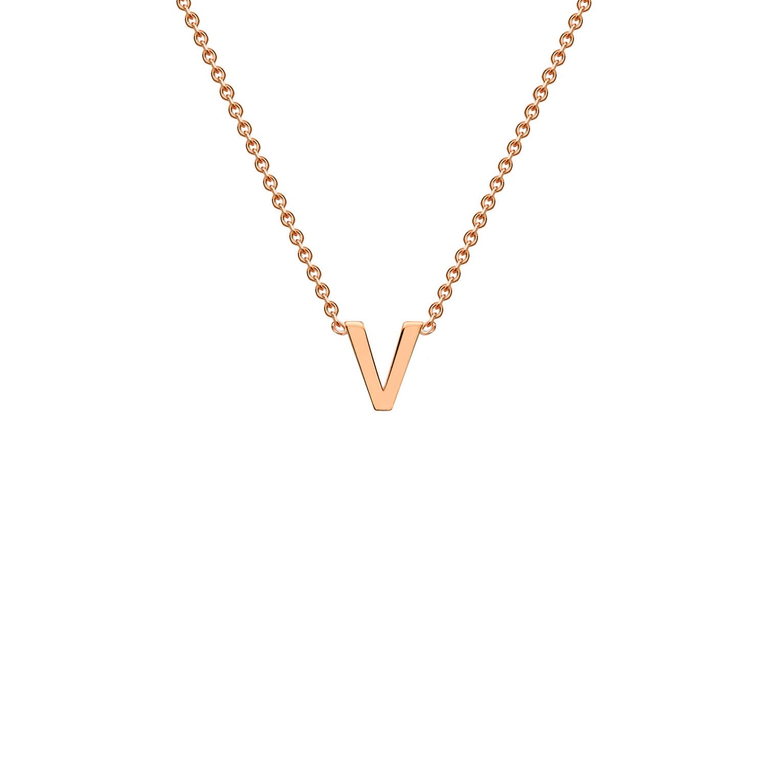 "V" Rose Gold Initial Necklace