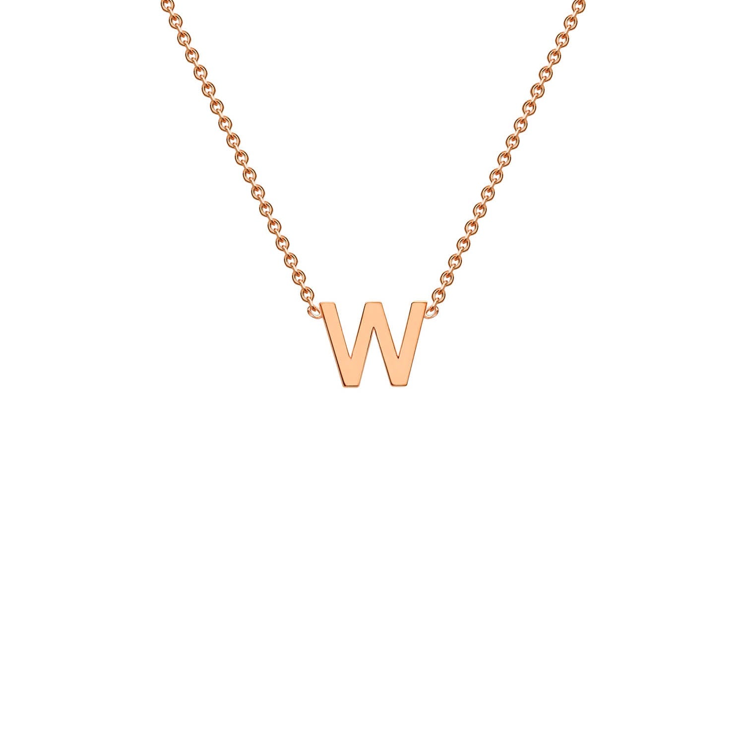 "W" Rose Gold Initial Necklace