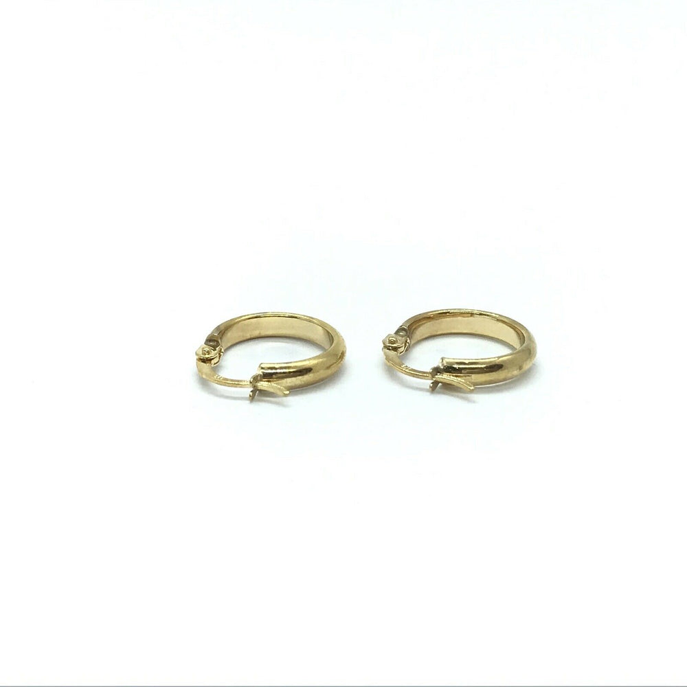 375 9ct Yellow Gold 14mm Half Domed Polished Hinged Hoop Earrings - Lyncris Jewellers