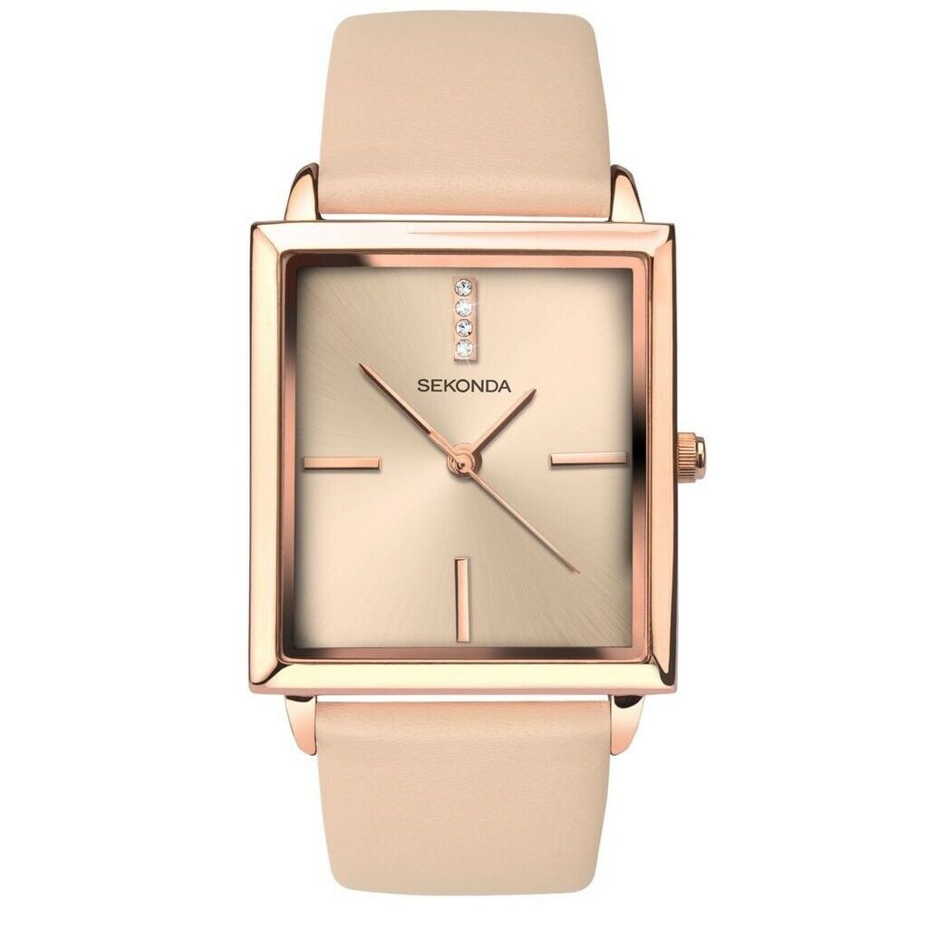 Sekonda Rose Gold Nude Leather Band Watch SK2555 - Lyncris Jewellers