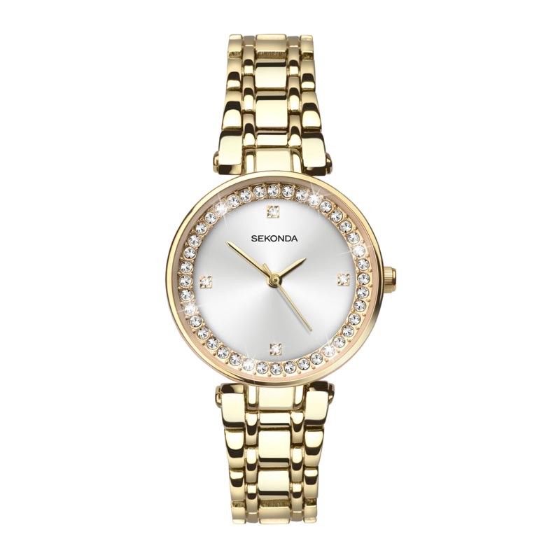 Sekonda 28mm Ladies Gold Diamante Watch With Sunray Dial SK2540 - Lyncris Jewellers