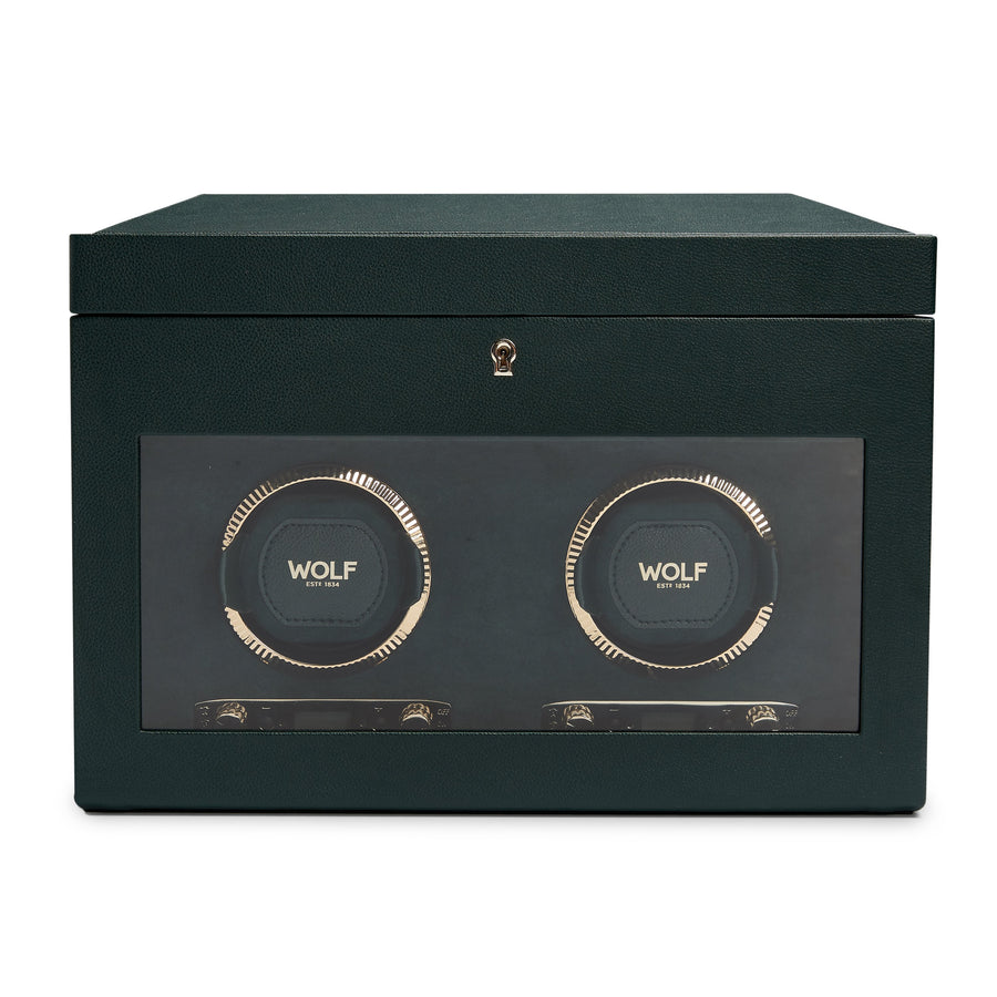 Wolf Brit Racing Green Double Watch Winder(V) | The Jewellery Boutique Australia