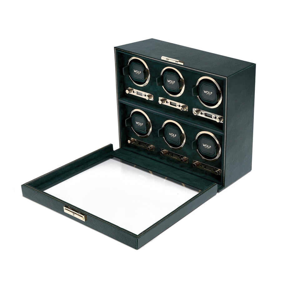 Wolf British Racing Green 6Pc Watch Winder(V) | The Jewellery Boutique Australia