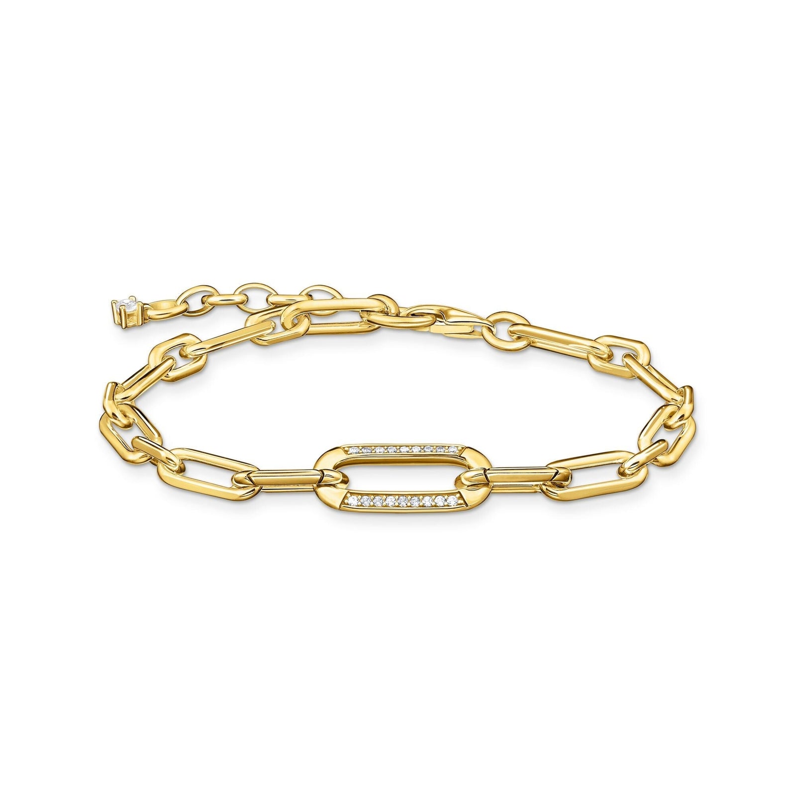 THOMAS SABO Golden Link Bracelet with Anchor Element and Zirconia - B & S Lyncris Jewellers