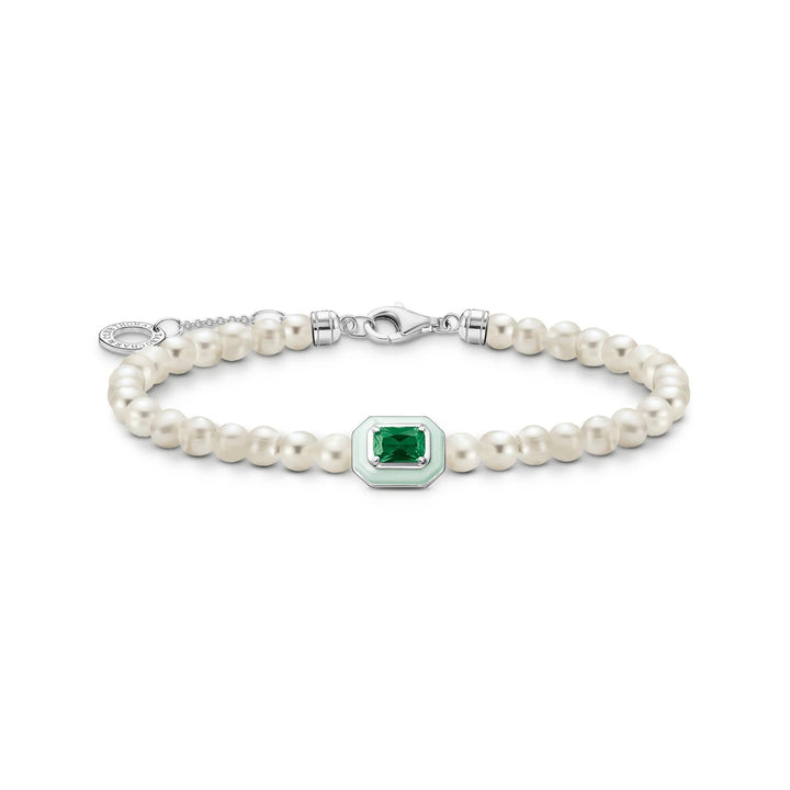 THOMAS SABO Bracelet Pearls With Green Stone