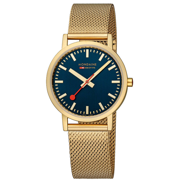 Mondaine Official Swiss Railways Classic Deep Ocean Blue Mesh 36mm Watch