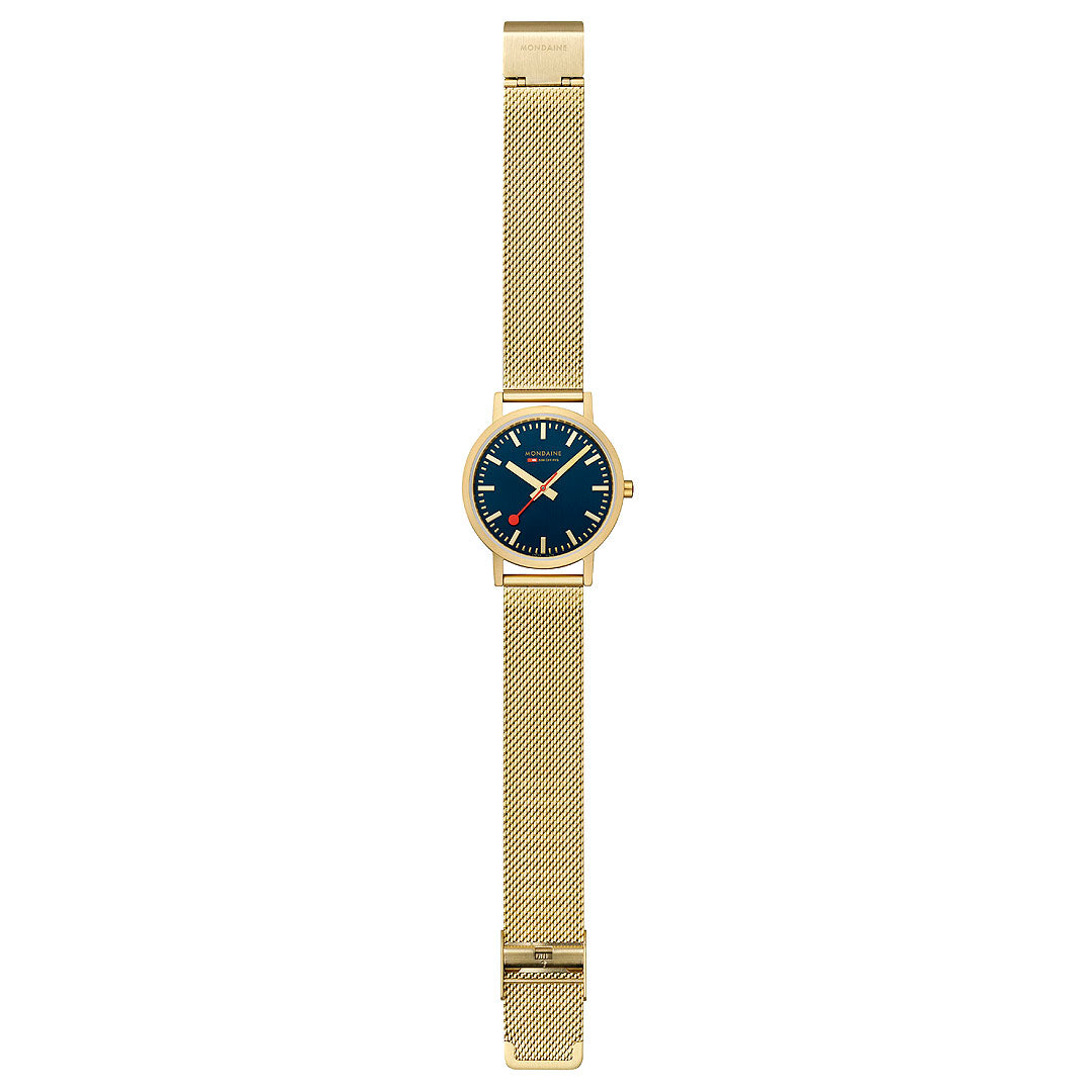 Mondaine Official Swiss Railways Classic Deep Ocean Blue Mesh 36mm Watch
