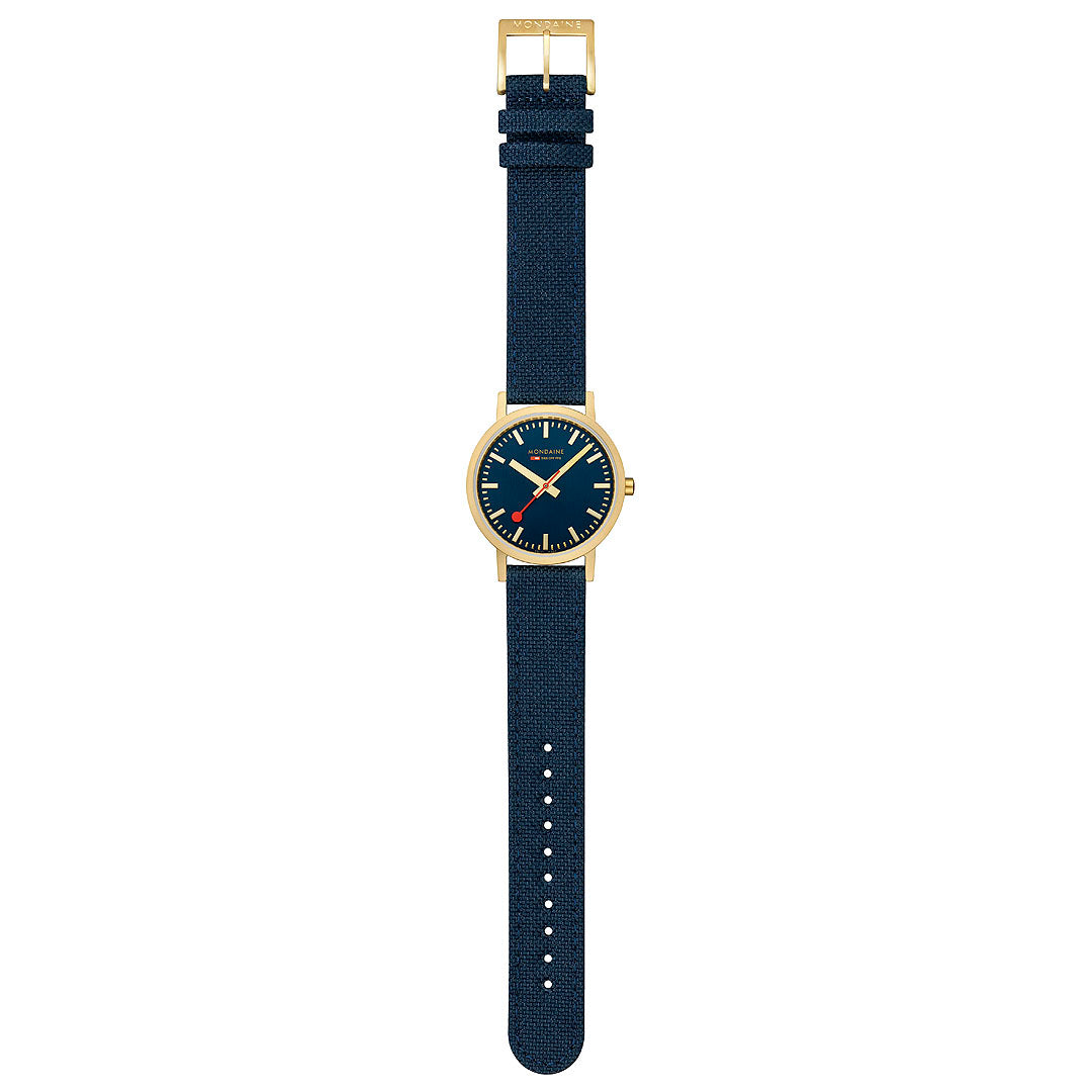 Mondaine Official Swiss Railways Classic Deep Ocean Blue Textile 36mm Watch